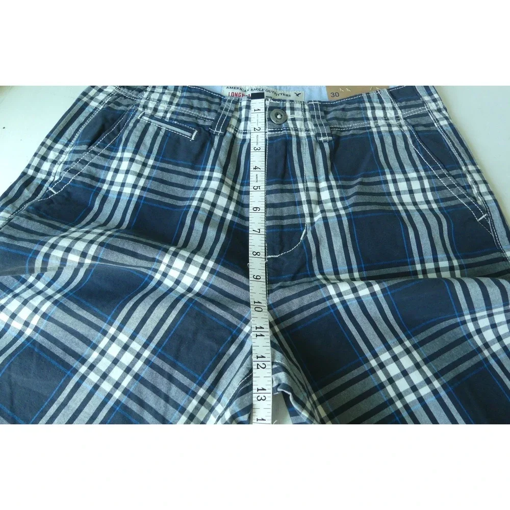 American Eagle Longboard Plaid Shorts Mens 30‎ Blue Below Knee Skater Retro Y2K